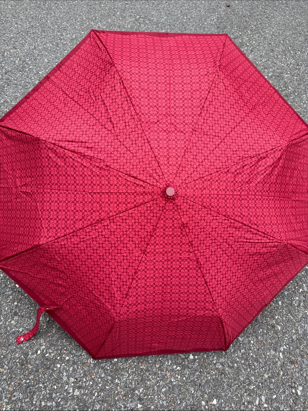Coach Women's Red Patterned Compact Umbrella